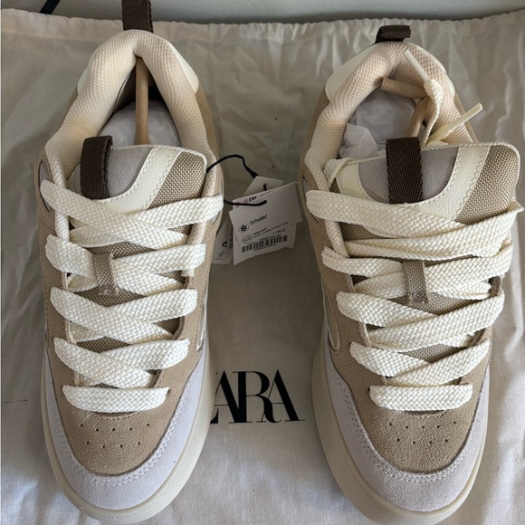 Zara Beige and Cream Casual Sneakers - Picture 1 of 4